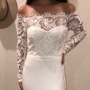 White Lace Full Length Wedding Gown